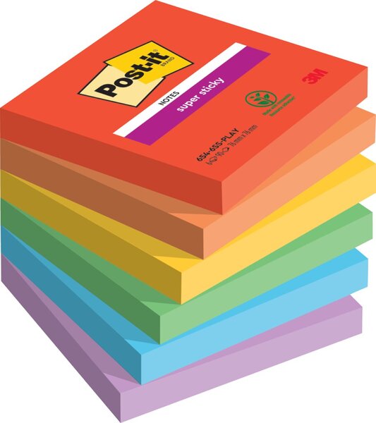 Post-it Haftnotizen Super Sticky Notes, 76 x 76 mm, Playful