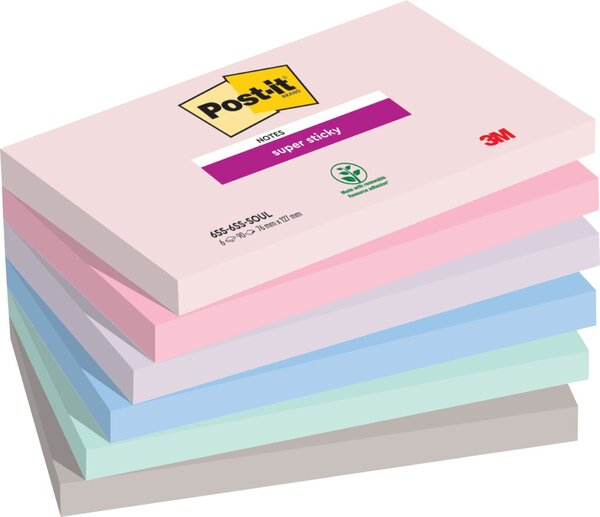 Post-it Haftnotizen Super Sticky Notes, 127 x 76 mm, Soulful