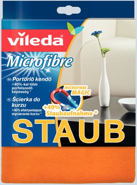 Microfaser Staubtuch, orange 40% mehr Staubaufnahme, 60°C waschbar