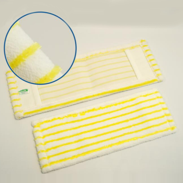 Mikro-Borstenmopp 40 cm | weiß/gelb<br>Mikrofaser-Mopp mit doppelten Polyamidborsten-Streifen, Aufnahme: Tasche