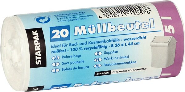 Müllbeutel, LDPE, 5l, 44x36cm, weiß Müllbeutel, LDPE, 5l, 44x36cm, weiß