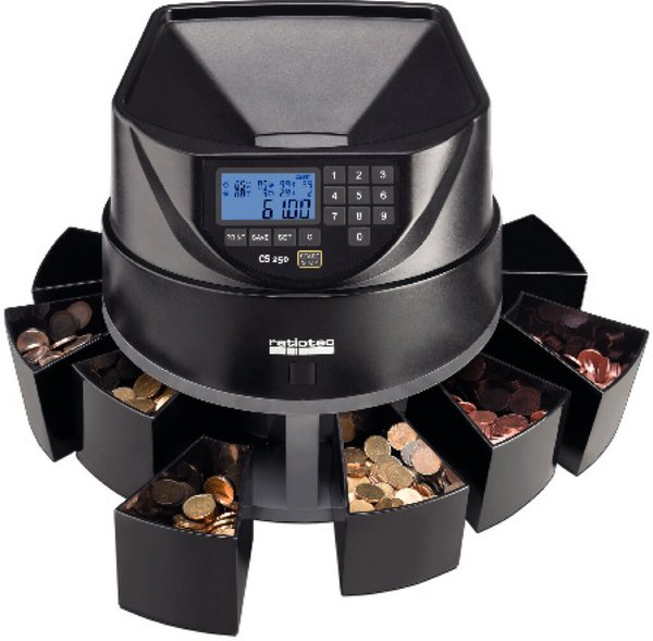 Münzzähl-und Sortiermaschine CS 250, zählt und sortiert Euro-Münzen,