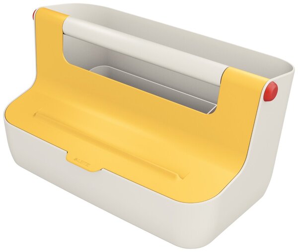 Mobile Aufbewahrungsbox Cosy, gelb farbiger Deckel, Tragegriff, mehrere