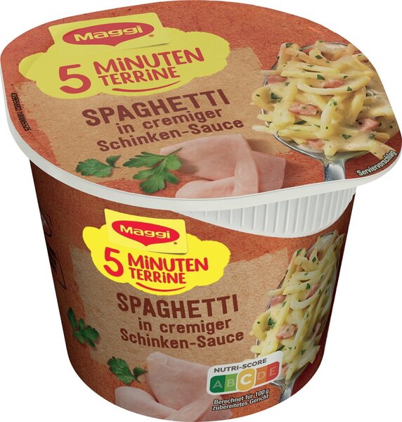 5 Minuten Terrine Spaghetti mit Schinkensoße, Nettofüllmenge 64 g