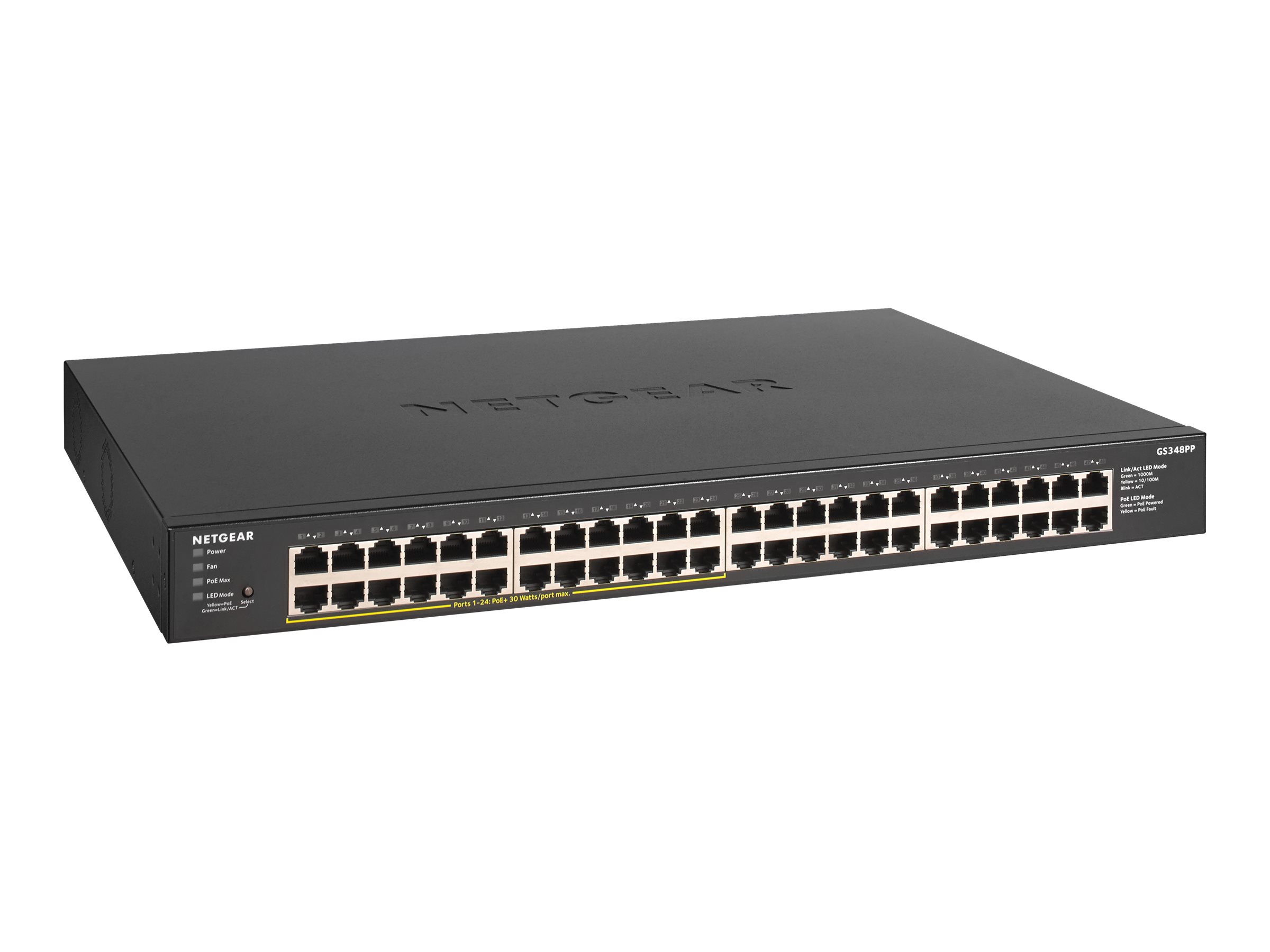 NETGEAR GS348PP 48-Port Gigabit Ethernet unmanaged PoE+ Switch 380W PoE Budget,