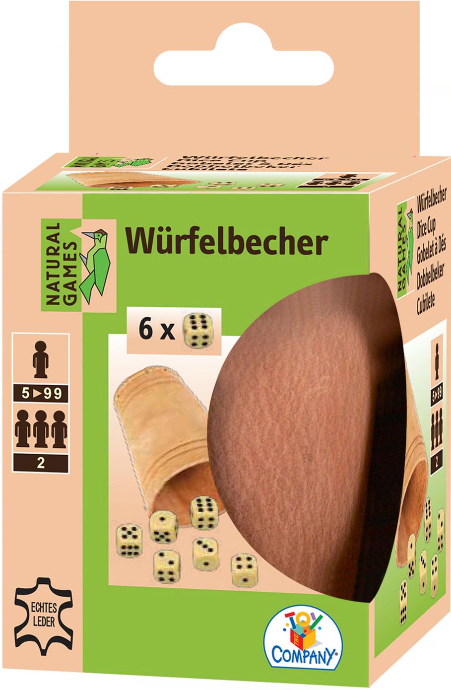 NG Lederwürfelbecher mit 6 Würfeln, Nr: 22597022 NG Lederwürfelbecher mit 6 Würfeln, Nr: 22597022
