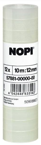 NOPI Transparent Klebefilm 10m x 12mm 
