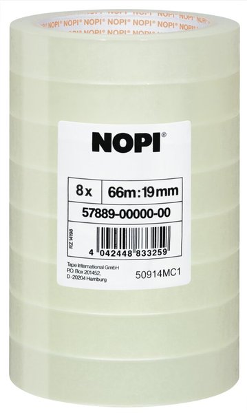 Nopi Transparent Klebefilm 66m x 19mm 