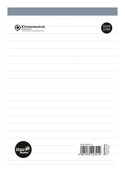 Notizblock ohne Deckblatt, A5, 50 Blatt, liniert, 60g/qm