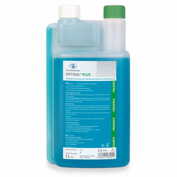 Optisal Plus | 1 Liter Dosierflasche <br>flüssiges Konzentrat zur Flächendesinfektion und Reinigung<br>+++ DESINFEKTIONSMITTEL VORSICHTIG VERWENDEN. VOR GEBRAUCH STETS ETIKETT UND PRODUKTINFORMATIONEN LESEN. +++