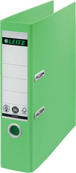 Ordner 180°, Recycle, DIN A4, 80 mm breit, grün, selbstklebendes Rücken-