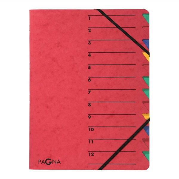 Ordnungsmappe, A4, 12 Fächer, rot 