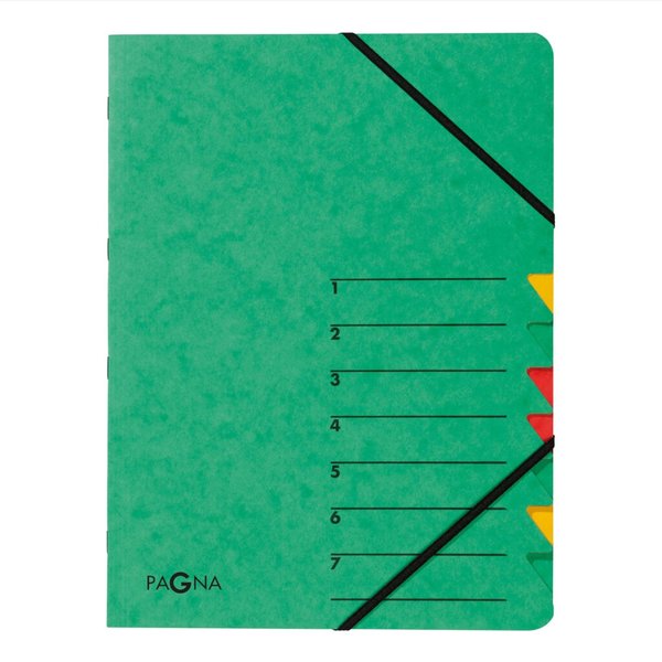Ordnungsmappe, A4, 7 Fächer, grün 