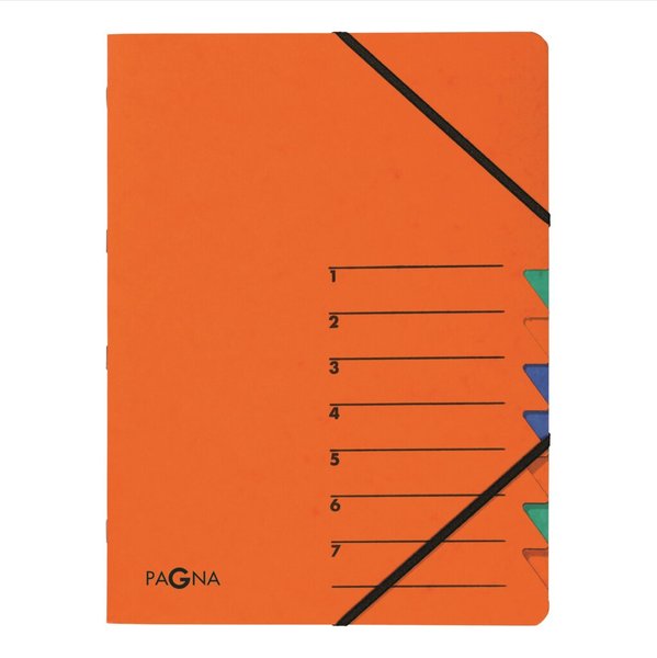 Ordnungsmappe, A4, 7 Fächer, orange 