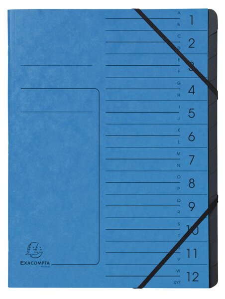 Ordnungsmappe Colorspan 12 Fächer, blau, innen schwarz