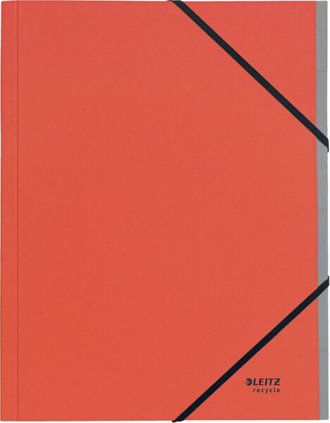 Ordnungsmappe Recycle, DIN A4, 6 Fächer, rot, aus 430 g/qm Karton,