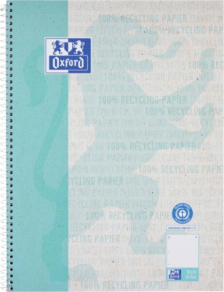 Oxford Collegeblock "Recycling", DIN A4+, 80 Blatt, dotted