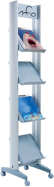 Prospektständer Mobile alu für 4 Prospekte 167,8x33x38,5cm