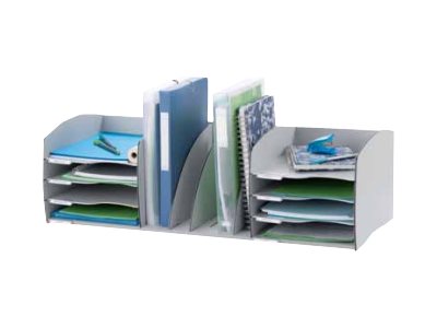 PAPERFLOW Ablagesystem XL, 8 Einsätze, grau aus Polystyrol, 4 verstellbare Tren