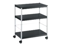 PAPERFLOW Multifunktionswagen M, 3 Böden, schwarz / silber aus epoxidbeschichte