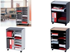 PAPERFLOW Rollwagen, 2 Fächer, schwarz / buche Polystyrol, Topauflage: melaminb