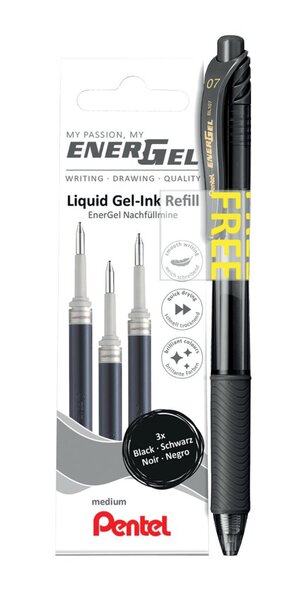 Pentel Liquid Gel-Tintenroller-Mine LR7, PROMO-Pack, schwarz