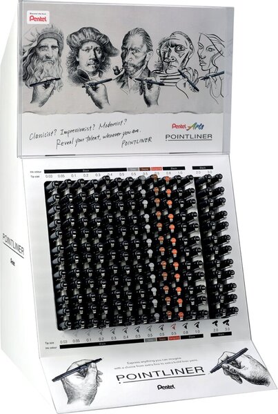 PentelArts Permanent Fineliner Pointliner, Thekendisplay
