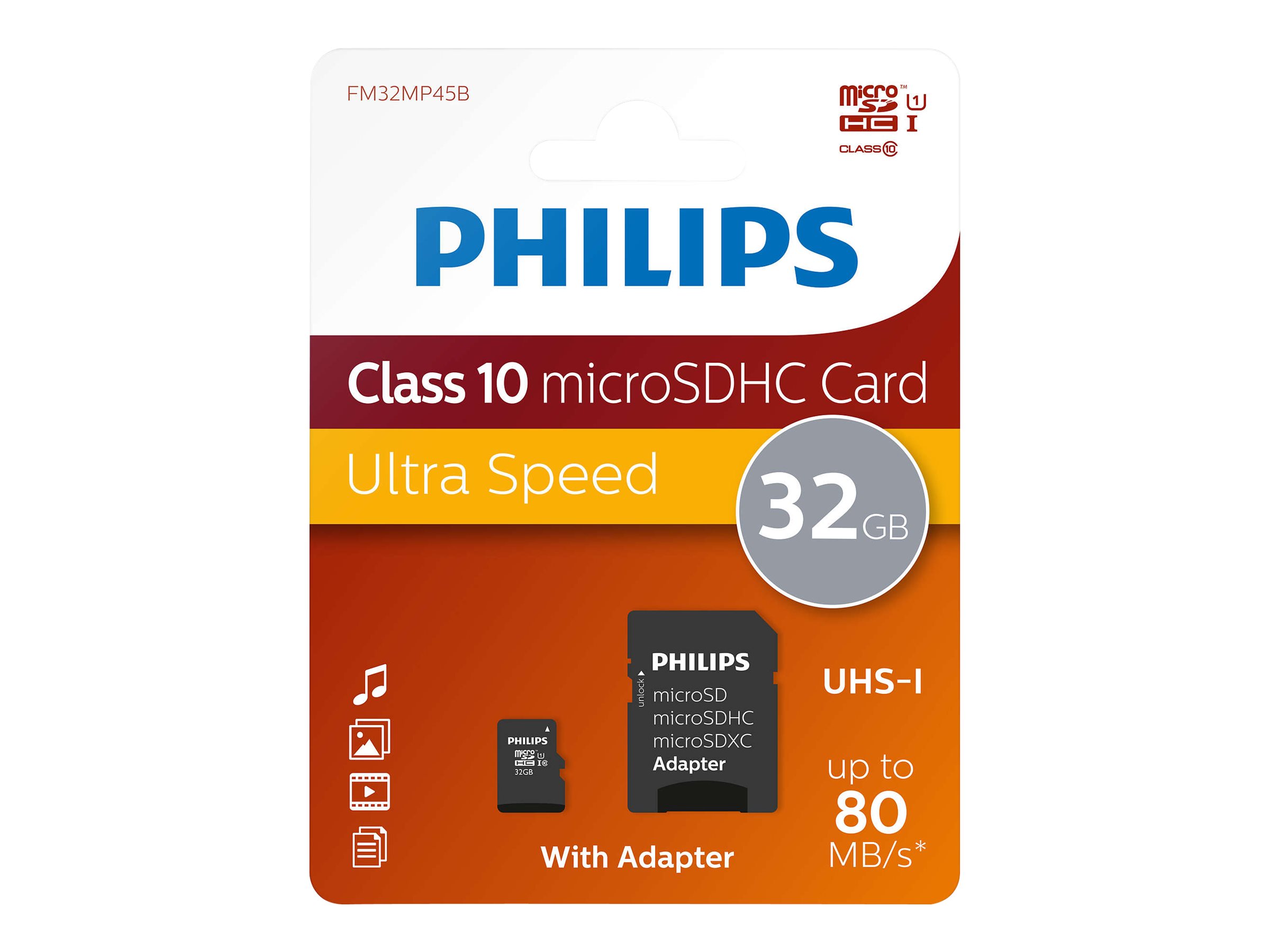 PHILIPS SD Micro SDHC Card 32GB Card Class 10 incl. Adapter PHILIPS SD Micro SDHC Card 32GB Card Class 10 incl. Adapter