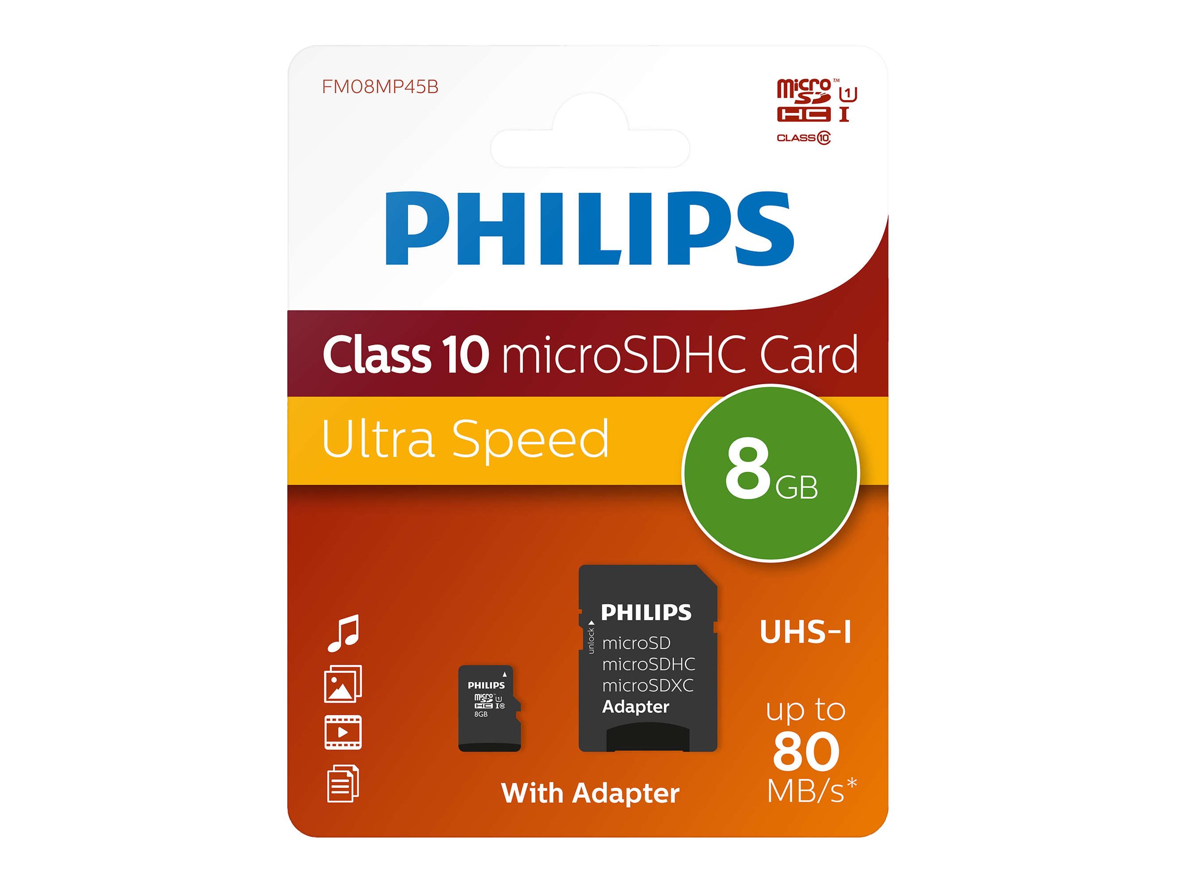 PHILIPS SD Micro SDHC Card   8GB Card Class 10 incl. Adapter