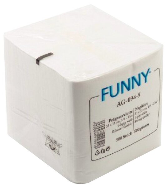 Prägeserviette 33x33cm hochweiß 1/4 Falz, 1-lagig, 100% Zellstoff