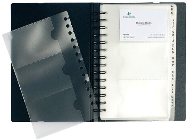 PP Visitenkartenbuch mit Doppelspirale Ecacard für 120 Karten swchwarz