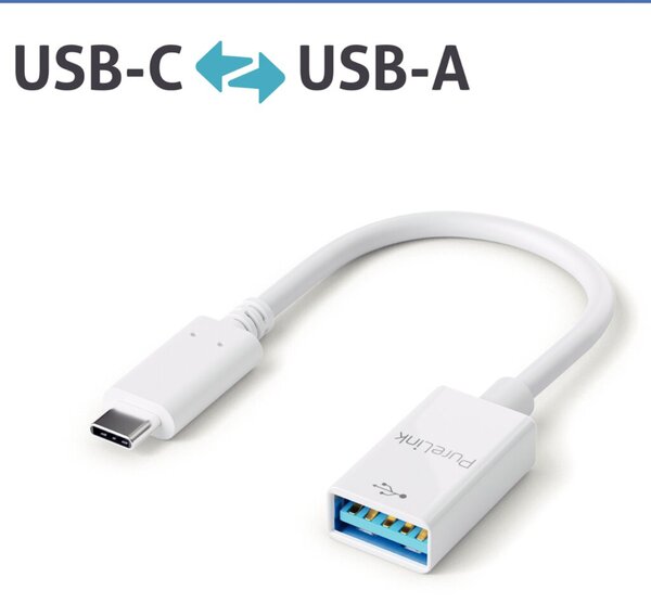 Adapter USB-C auf USB-A, 3.1, Gen 1, weiß, 0,10 m, iSerie, 5Gbps und