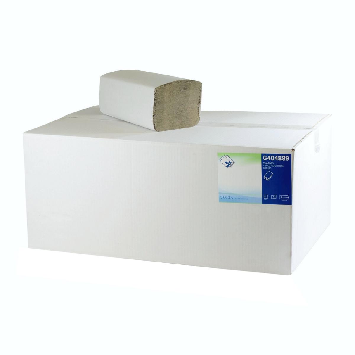 Papierhandtücher 1-lagig, 25 x 23 cm, Zick-Zack-Falz, soft natur, 36 g/m² | 5.000 Blatt/Karton 20 Pack/Karton