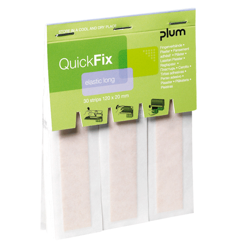 Pflaster-Nachfüllpackung QuickFix "Elastic Long Refill" Fingerverband | 30 Strips elastisch <br>textile Pflaster 120 x 20 mm für Pflasterspender QuickFix/QuickZip