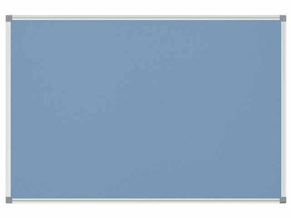 Pinnboard Standard 60/90 hellblau Textil Alurahmen, Ecken grau