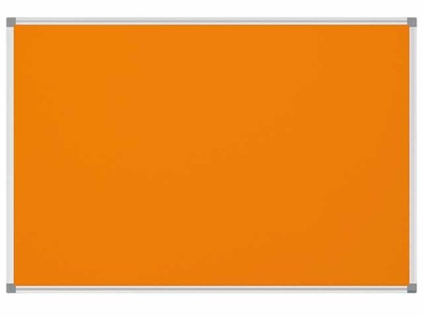 Pinnboard Standard 90/180 orange Textil Alurahmen, Ecken grau