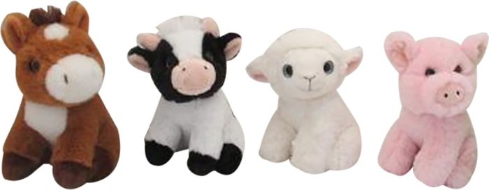 Plüsch Farmtiere 13cm,4-f.sort.,i.Displ., Nr: 58519448 Plüsch Farmtiere 13cm,4-f.sort.,i.Displ., Nr: 58519448