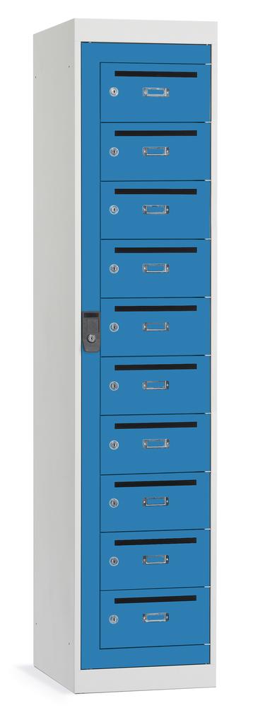 Postverteiler-Stahlschrank mit 10 Türen, Lichtblau RAL 5012