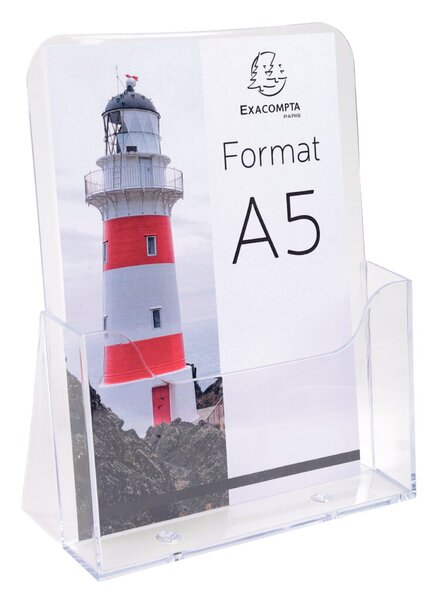 Prospekthalter A5 glasklar, 1 Fach hochformat, aus einem Guss gefertigt