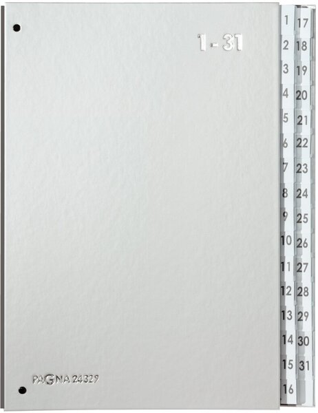 Pultordner 1-31 silber Einband aus Hartpappe mit