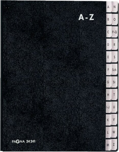 Pultordner A-Z schwarz Einband aus Hartpappe mit