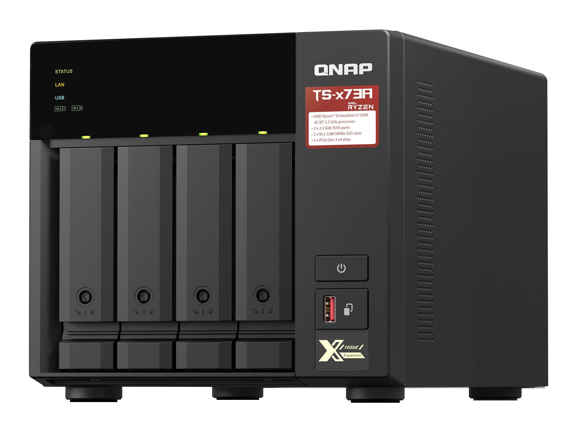 QNAP TS-473A - NAS-Server - 4 Schächte - SATA 6Gb/s - RAM 8 GB - 2.5 Gigabit Et