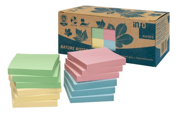 RC Haftnotizen, 75x75mm 100 Bl, Blauen Engel, bunt RC Haftnotizen, 75x75mm 100 Bl, Blauen Engel, bunt