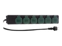 REV RITTER Steckdosenleiste IP44, schwarz, 6-fach, 6x Schutzkontakt, 3500W, 3x1