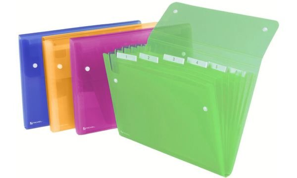 REXEL Fächermappe ICE, DIN A4, 6 Fächer, PP, glasklar Fächer mit Blanko-Taben, 