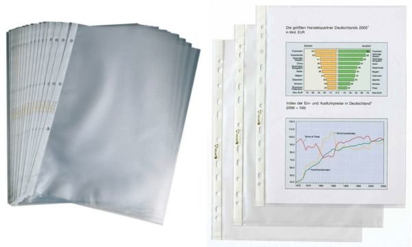 REXEL HETZEL Prospekthülle Economic, A6, PP, genarbt, 0,075 mm oben offen, Loch