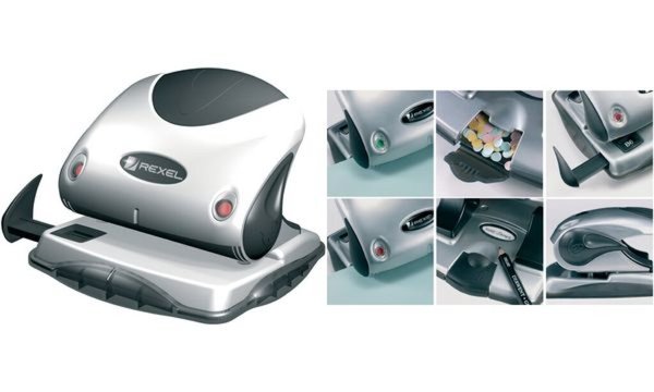 REXEL Locher P225 Premium, silber/schwarz Stanzleistung: 25 Blatt, Bürolocher a