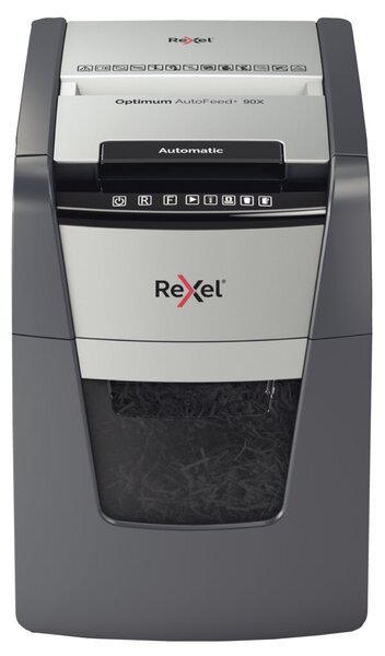 REXEL Optimum AutoFeed+ 90X Aktenvernichter Partikelschnitt 4 x 28 mm 34 l Blat