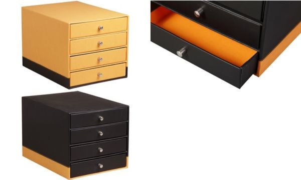 RHODIA Schubladenbox, aus Kunstlede r, 4 Schübe, schwarz (8017074)
