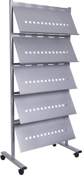 Prospektständer 8304 mobil inkl. 5 Großer Prospektständer aus Stahl